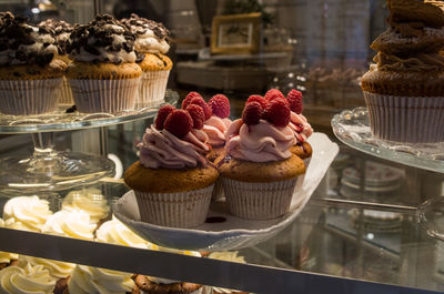 Close-up of cupcakes for sale