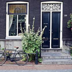 Bicycle against door