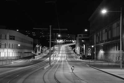 Illuminated street lights at night