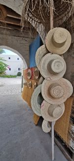 Close-up of clothes hanging on roof