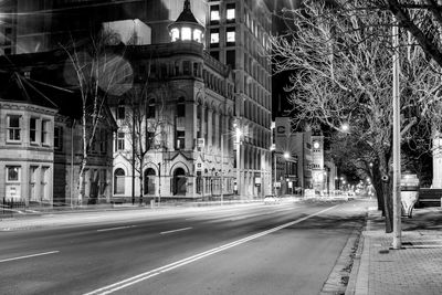 View of city street at night