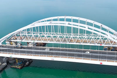 High angle view of bridge against sky