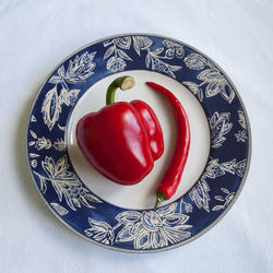 Close-up of red peppers on plate