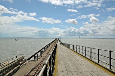 Pier above sea against sky