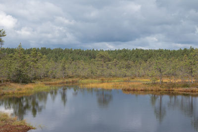 Scenic view of lake against sky