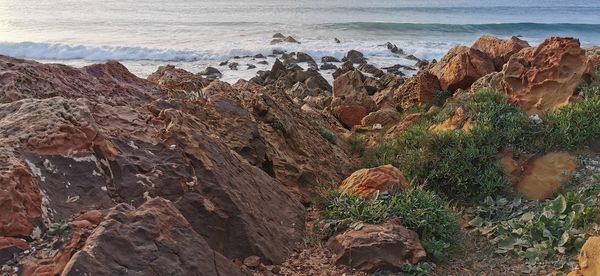 Rock formation on beach