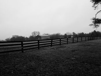 Fence against clear sky