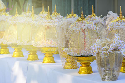 Close-up of various flowers on table