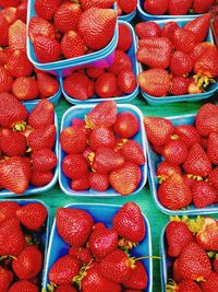 Full frame shot of strawberries in market
