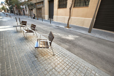 Chairs in the street in barcelona city