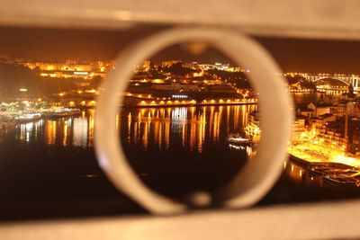 View of illuminated city at night