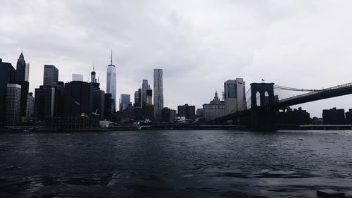 City skyline with river in background