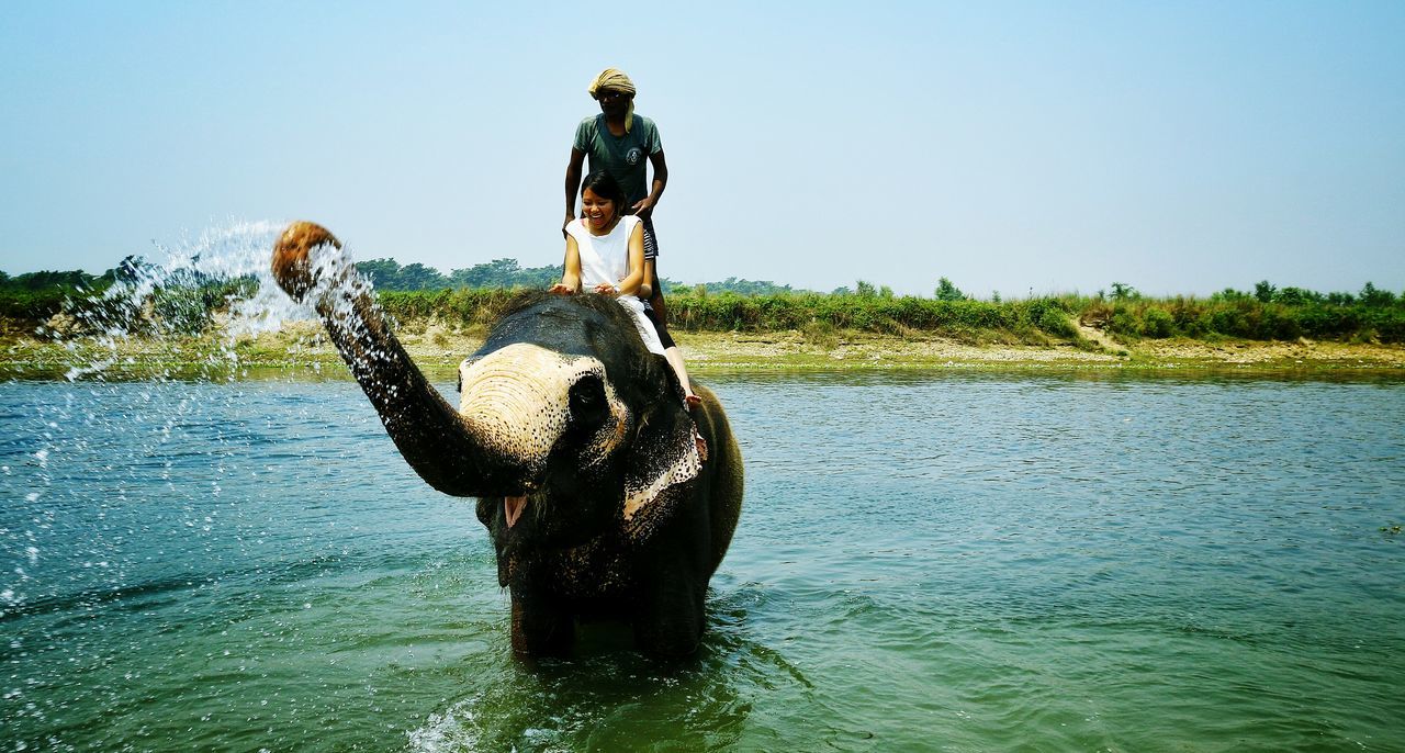 Bathing with elephant