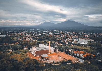 High angle view of townscape against sky