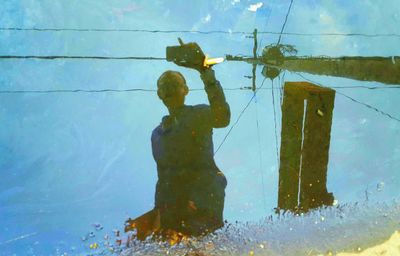 View of built structure against blue sky