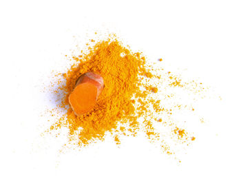 Directly above shot of orange on white background