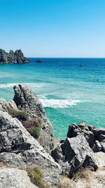 Scenic view of sea against clear sky