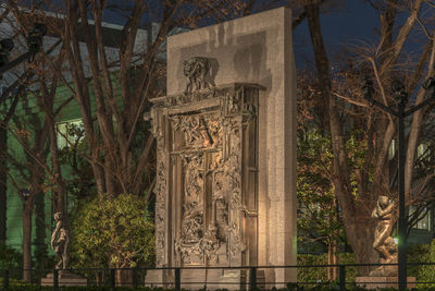 View of statue against trees