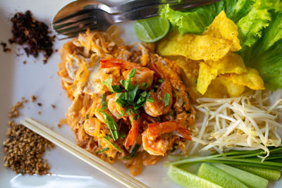 High angle view of meal served in plate