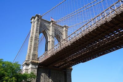 Low angle view of suspension bridge