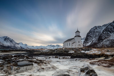 Snow covered mountain against sky