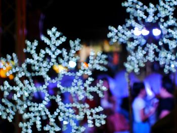 Close-up of illuminated christmas tree at night