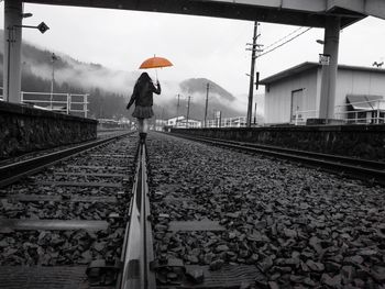 Railroad tracks on railroad track