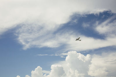 Low angle view of airplane flying in sky