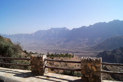 Scenic view of mountains against clear sky