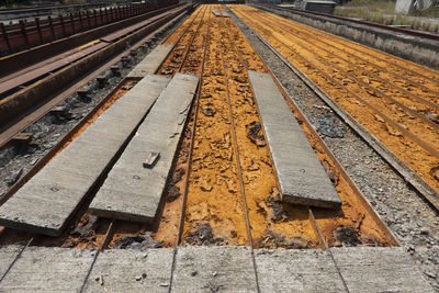 High angle view of railroad tracks