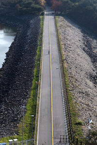 Low-angle view of the road on the dam