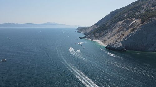 Scenic view of sea against clear sky