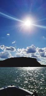 Scenic view of sea against sky on sunny day