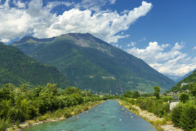 Scenic view of mountains against sky