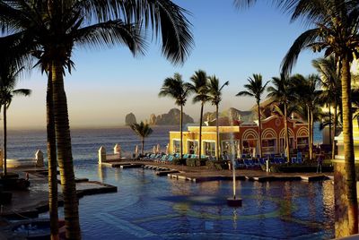 View of swimming pool in sea