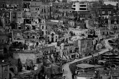 High angle view of buildings in city