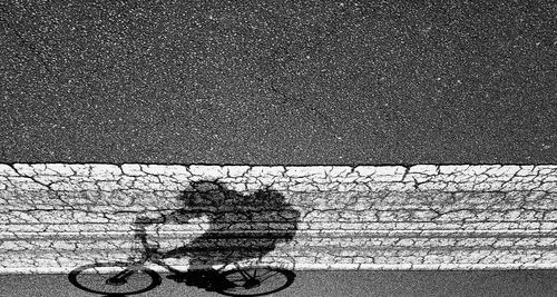 High angle view of bicycle on road