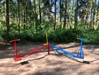 Empty swing in park