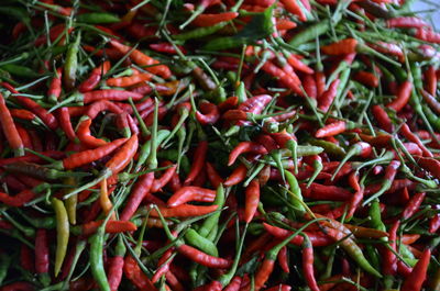 Full frame shot of red chili peppers for sale
