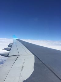 Aerial view of airplane wing