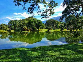 Scenic view of lake against sky