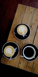 High angle view of coffee on table