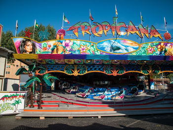 Low angle view of multi colored built structure