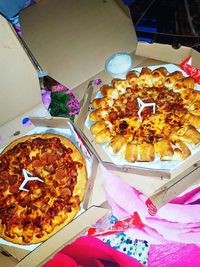 High angle view of food on table