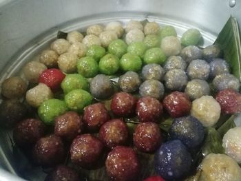 High angle view of fruits in bowl