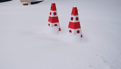 Close-up of flag on snow