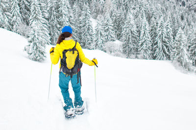Man skiing on snowcapped mountain