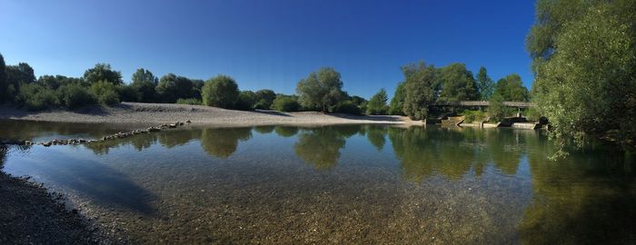 Scenic view of lake against clear sky