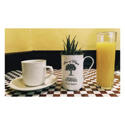 Coffee cup on table