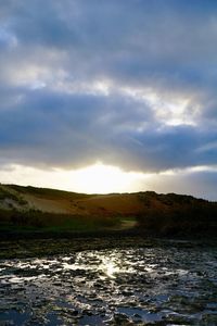 Scenic view of landscape against sky during sunset